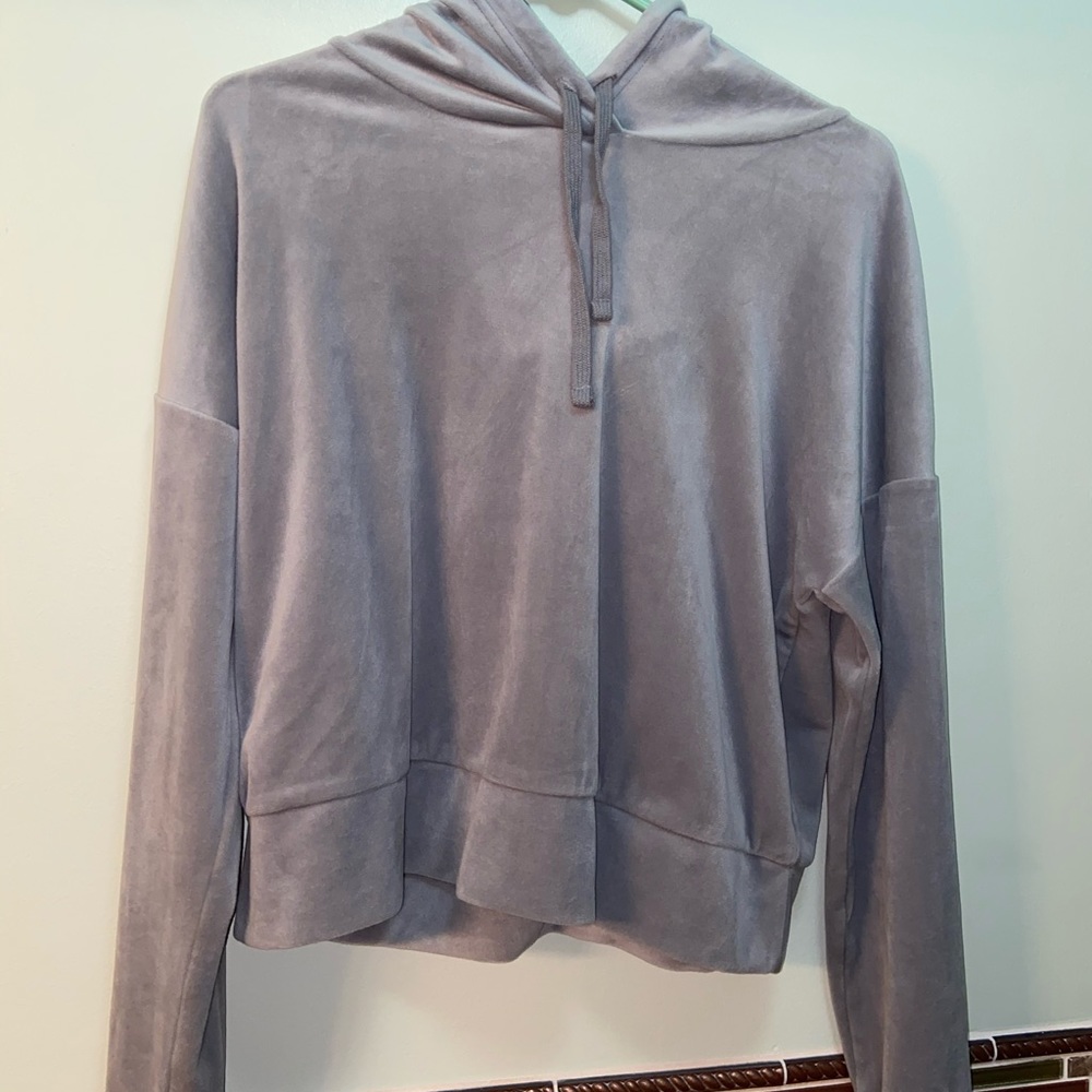 NWOT gray velvet hoodie